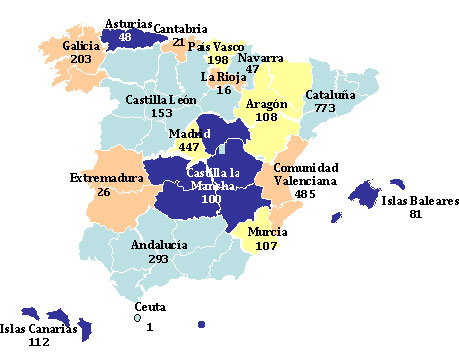 Gráfico del mapa de España