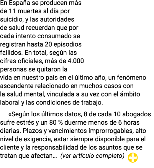 En España se producen más de 11 muertes al día por suicidio, y las autoridades de salud recuerdan que por cada intent   