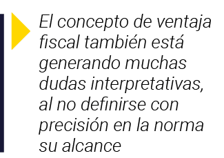  El concepto de ventaja fiscal también está generando muchas dudas interpretativas, al no definirse con precisión en    
