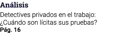 Análisis Detectives privados en el trabajo:  Cuándo son lícitas sus pruebas  Pág  16