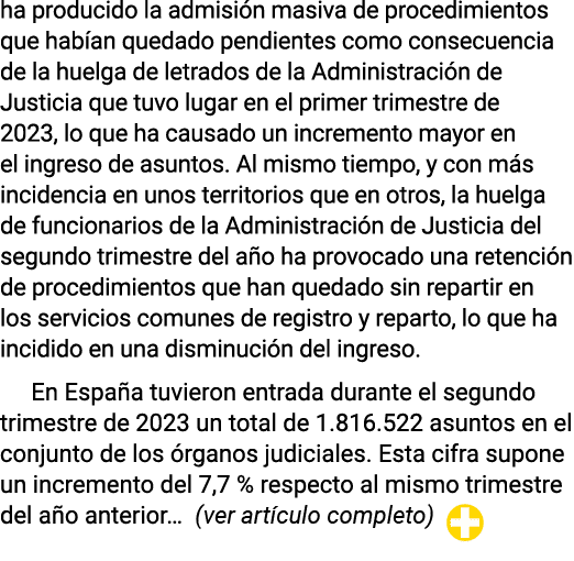 ha producido la admisión masiva de procedimientos que habían quedado pendientes como consecuencia de la huelga de let   