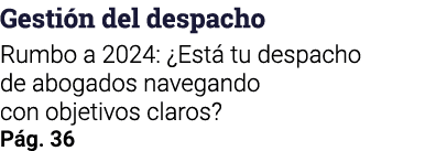 Gestión del despacho Rumbo a 2024:  Está tu despacho de abogados navegando con objetivos claros  Pág  36