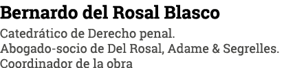 Bernardo del Rosal Blasco Catedrático de Derecho penal  Abogado-socio de Del Rosal, Adame & Segrelles  Coordinador de   