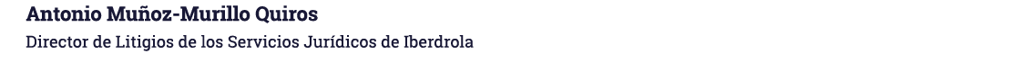 Antonio Muñoz-Murillo Quiros Director de Litigios de los Servicios Jurídicos de Iberdrola