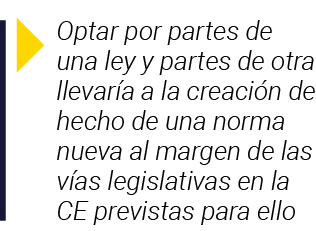  Optar por partes de una ley y partes de otra llevaría a la creación de hecho de una norma nueva al margen de las vía   