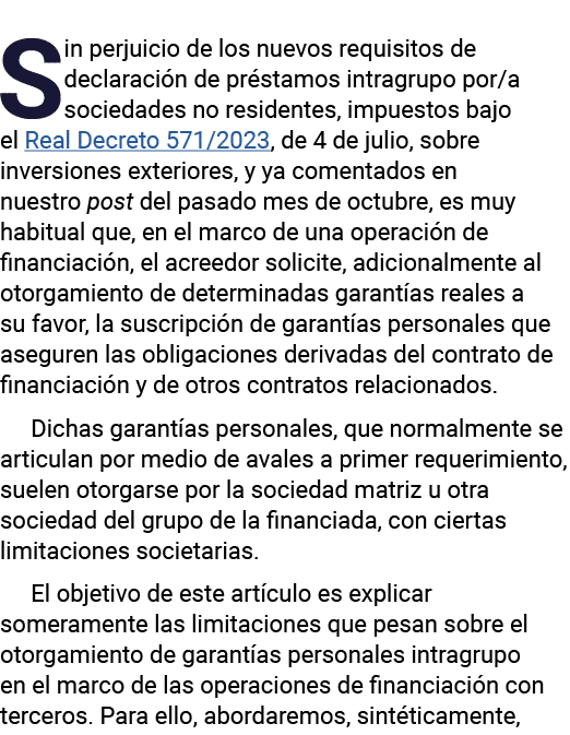 Sin perjuicio de los nuevos requisitos de declaración de préstamos intragrupo por a sociedades no residentes, impuest   