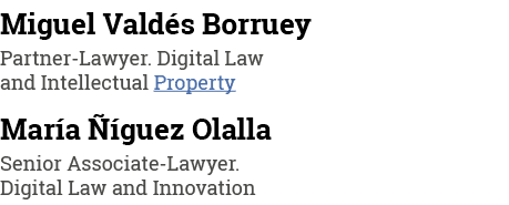 Miguel Valdés Borruey Partner-Lawyer  Digital Law and Intellectual Property María Ñíguez Olalla Senior Associate-Lawy   