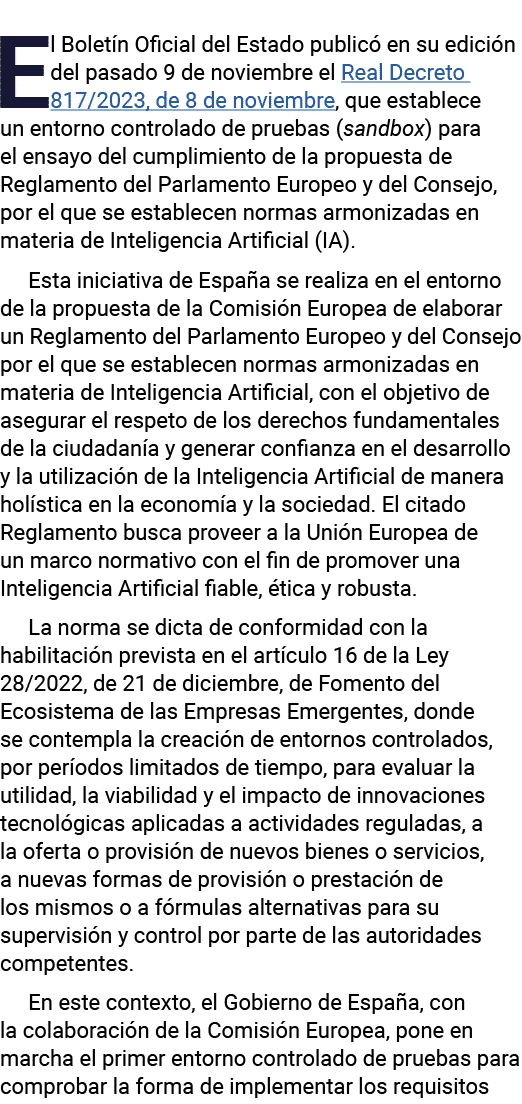 El Boletín Oficial del Estado publicó en su edición del pasado 9 de noviembre el Real Decreto 817 2023, de 8 de novie   
