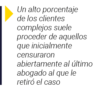  Un alto porcentaje de los clientes complejos suele proceder de aquellos que inicialmente censuraron abiertamente al    