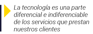  La tecnología es una parte diferencial e indiferenciable de los servicios que prestan nuestros clientes