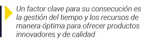  Un factor clave para su consecución es la gestión del tiempo y los recursos de manera óptima para ofrecer productos    