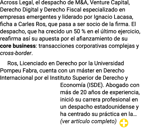 Across Legal, el despacho de M&A, Venture Capital, Derecho Digital y Derecho Fiscal especializado en empresas emergen   