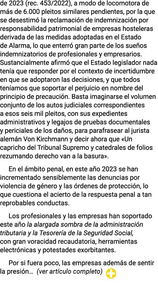 de 2023 (rec  453 2022), a modo de locomotora de más de 6 000 pleitos similares pendientes, por la que se desestimó l   