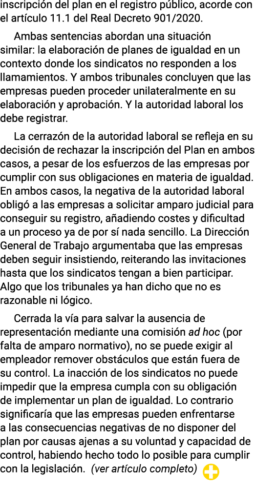 inscripción del plan en el registro público, acorde con el artículo 11 1 del Real Decreto 901 2020  Ambas sentencias    