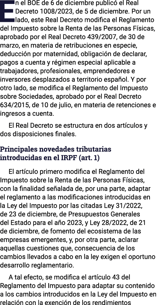 En el BOE de 6 de diciembre publicó el Real Decreto 1008 2023, de 5 de diciembre  Por un lado, este Real Decreto modi   