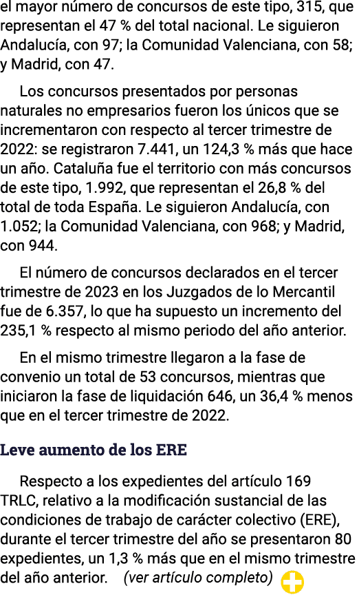 el mayor número de concursos de este tipo, 315, que representan el 47 % del total nacional  Le siguieron Andalucía, c   