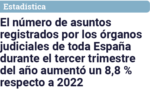 Estadística El número de asuntos registrados por los órganos judiciales de toda España durante el tercer trimestre de   