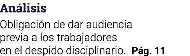 Análisis Obligación de dar audiencia previa a los trabajadores en el despido disciplinario  Pág  11