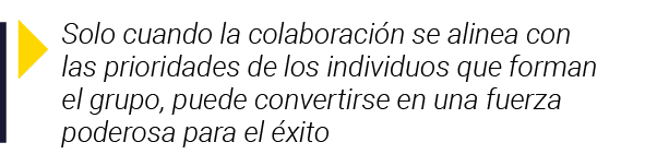  Solo cuando la colaboración se alinea con las prioridades de los individuos que forman el grupo, puede convertirse e   
