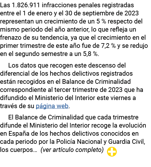 Las 1 826 911 infracciones penales registradas entre el 1 de enero y el 30 de septiembre de 2023 representan un creci   