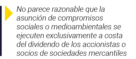  No parece razonable que la asunción de compromisos sociales o medioambientales se ejecuten exclusivamente a costa de   