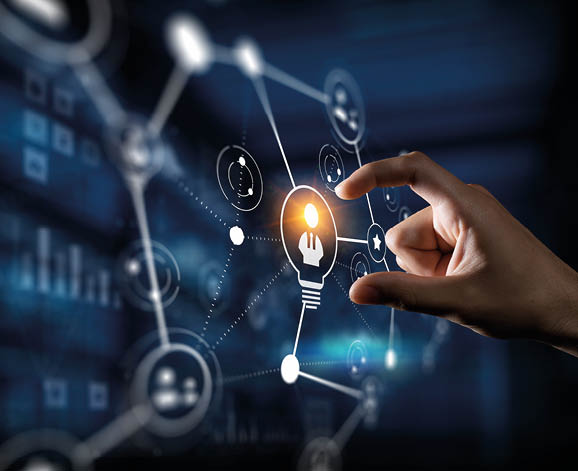 Close of person take with fingers connection lines on dark backdrop  3d rendering