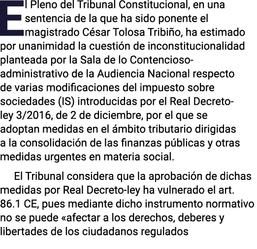 El Pleno del Tribunal Constitucional, en una sentencia de la que ha sido ponente el magistrado César Tolosa Tribiño,    