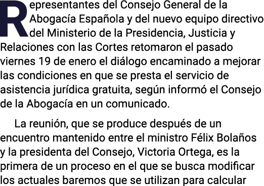 Representantes del Consejo General de la Abogacía Española y del nuevo equipo directivo del Ministerio de la Presiden   