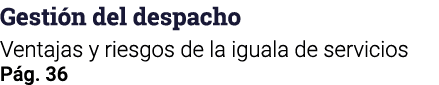 Gestión del despacho Ventajas y riesgos de la iguala de servicios Pág  36