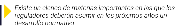  Existe un elenco de materias importantes en las que los reguladores deberán asumir en los próximos años un desarroll   