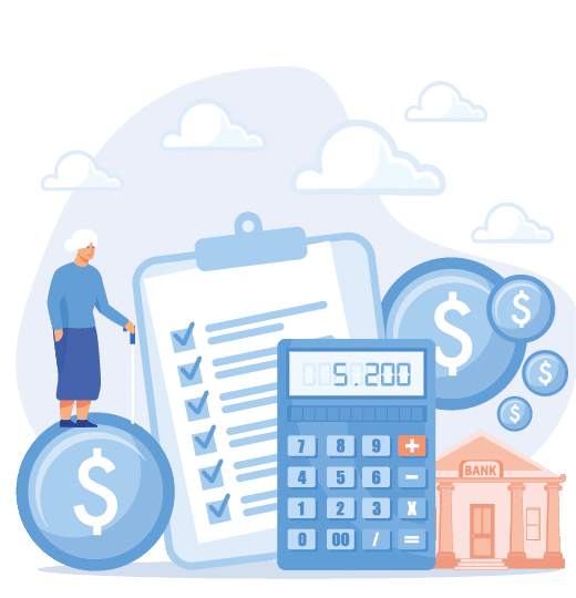 Earnings fund, budget calculating, social security  Retirement preparation, financial savings of retirees, pension saving planning concept   flat vector modern illustration