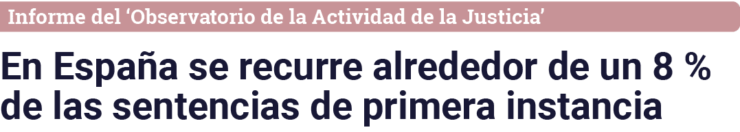 Informe del  Observatorio de la Actividad de la Justicia  En España se recurre alrededor de un 8 % de las sentencias    