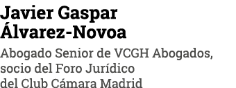 Javier Gaspar Álvarez-Novoa Abogado Senior de VCGH Abogados, socio del Foro Jurídico del Club Cámara Madrid
