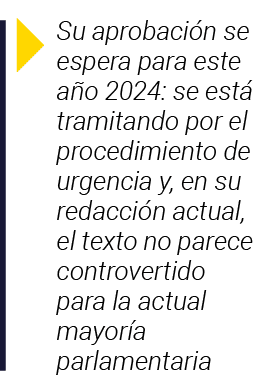  Su aprobación se espera para este año 2024: se está tramitando por el procedimiento de urgencia y, en su redacción a   