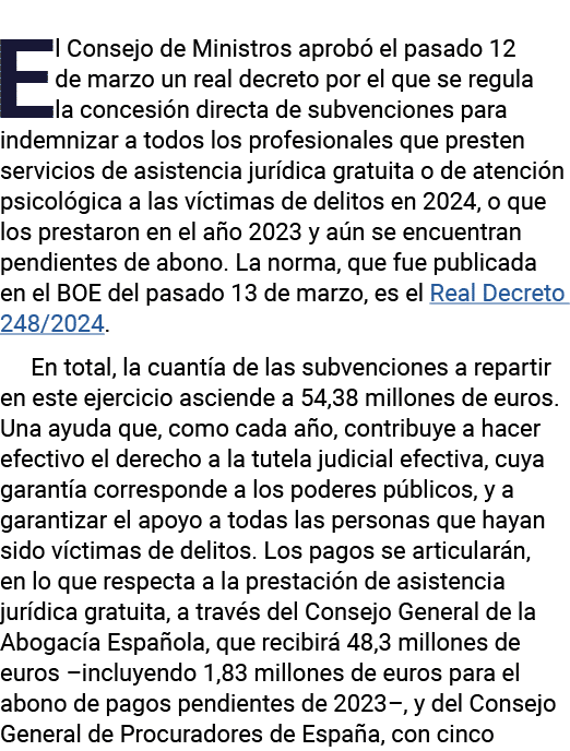 El Consejo de Ministros aprobó el pasado 12 de marzo un real decreto por el que se regula la concesión directa de sub   