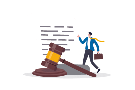 Legal document, attorney or court professional office, law and judgment approval paper concept, mature lawyer holding legal document with a gravel hammer symbol of court or judgement 