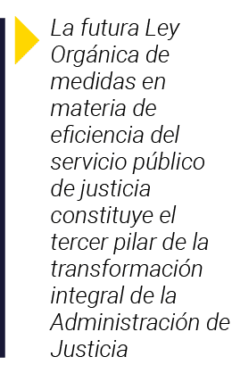  La futura Ley Orgánica de medidas en materia de eficiencia del servicio público de justicia constituye el tercer pil   