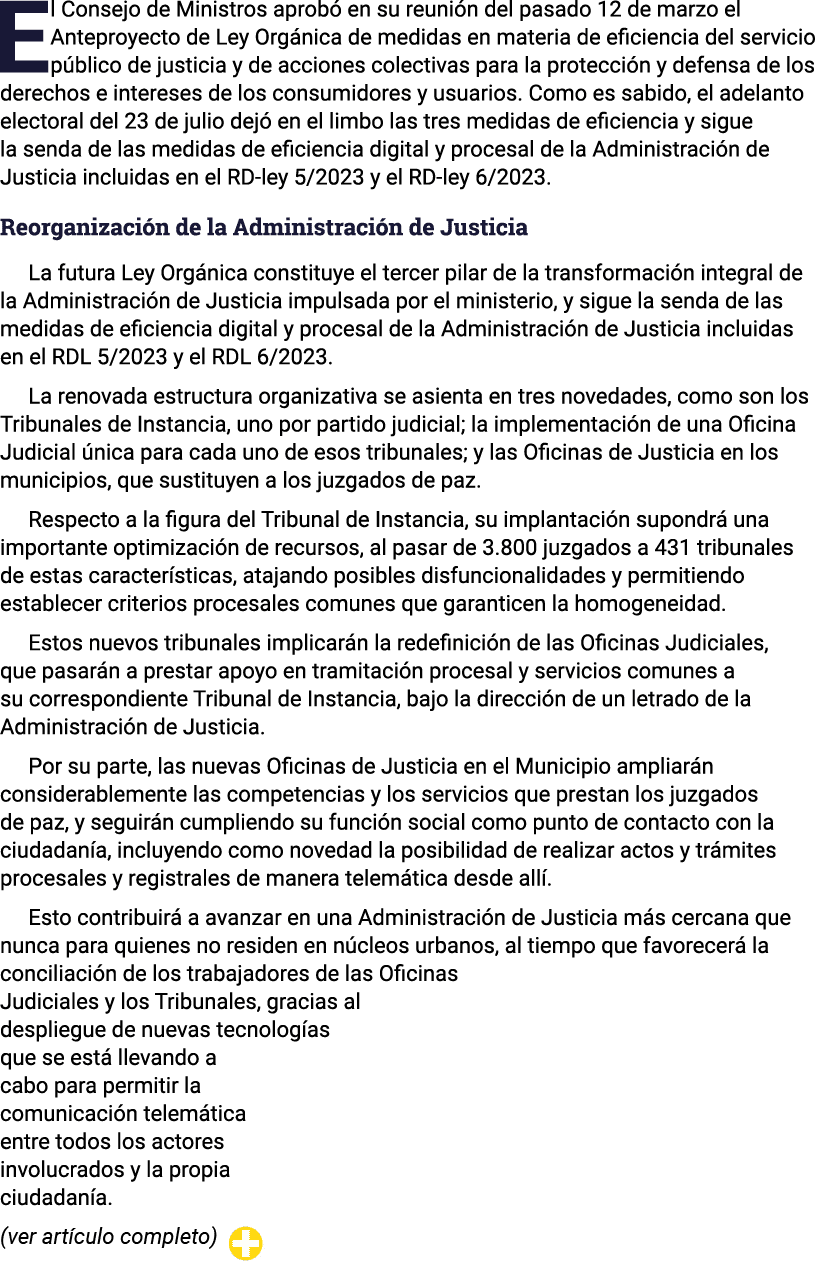 El Consejo de Ministros aprobó en su reunión del pasado 12 de marzo el Anteproyecto de Ley Orgánica de medidas en mat   