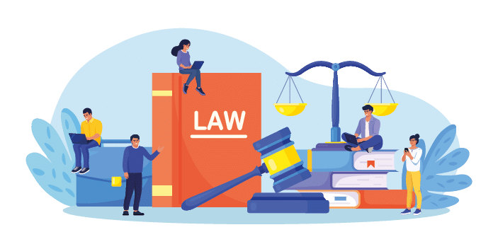 Law and justice  Judge scales and wood judge gavel  Wooden hammer with law code books  Legal and legislative authority  Jury trial, court proceedings