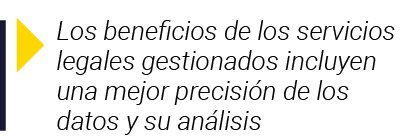  Los beneficios de los servicios legales gestionados incluyen una mejor precisión de los datos y su análisis