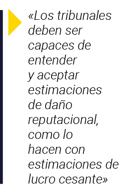   Los tribunales deben ser capaces de entender y aceptar estimaciones de daño reputacional, como lo hacen con estimac   