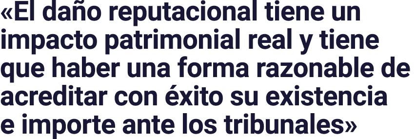  El daño reputacional tiene un impacto patrimonial real y tiene que haber una forma razonable de acreditar con éxito    