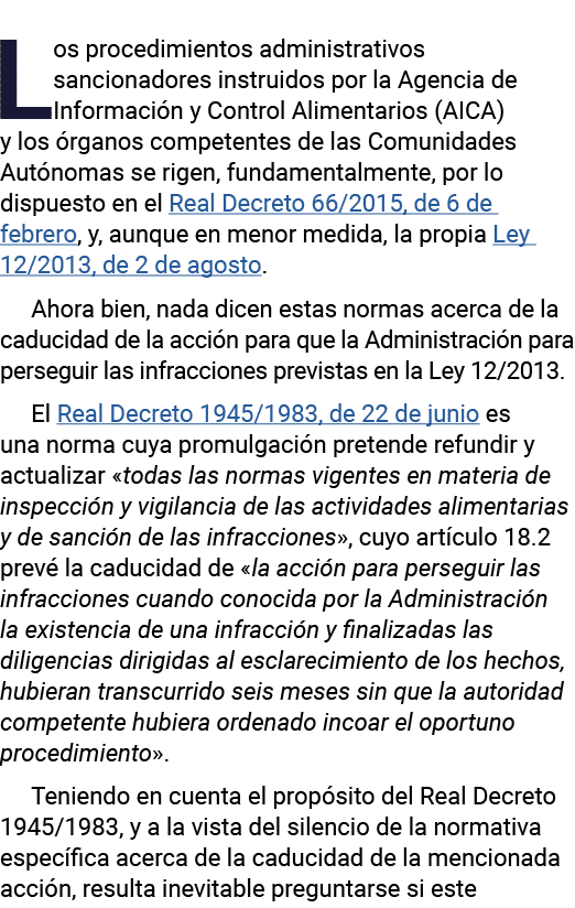 Los procedimientos administrativos sancionadores instruidos por la Agencia de Información y Control Alimentarios (AIC   