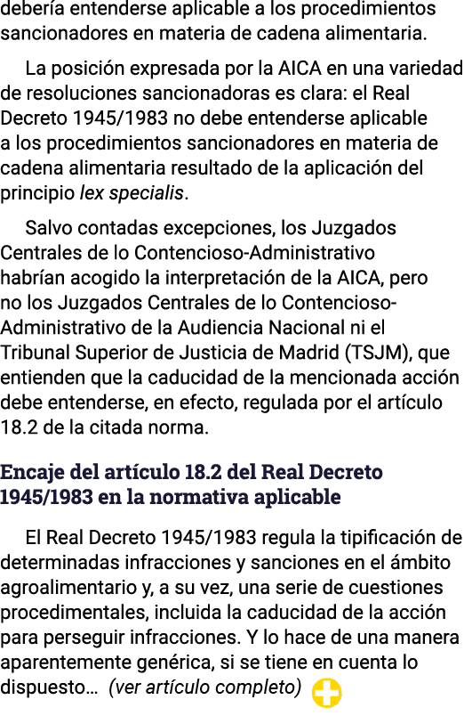 debería entenderse aplicable a los procedimientos sancionadores en materia de cadena alimentaria  La posición expresa   
