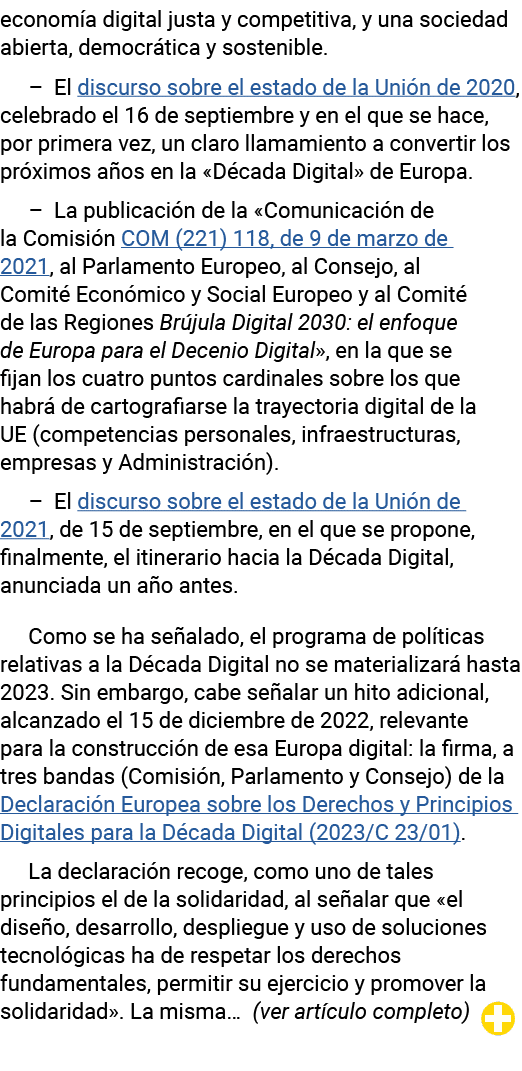 economía digital justa y competitiva, y una sociedad abierta, democrática y sostenible    El discurso sobre el estado   
