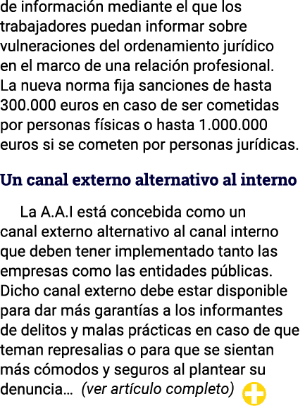 de información mediante el que los trabajadores puedan informar sobre vulneraciones del ordenamiento jurídico en el m   