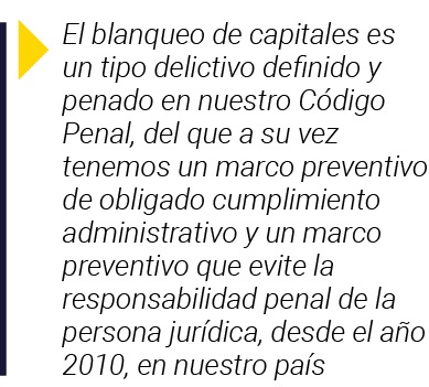  El blanqueo de capitales es un tipo delictivo definido y penado en nuestro Código Penal, del que a su vez tenemos un   