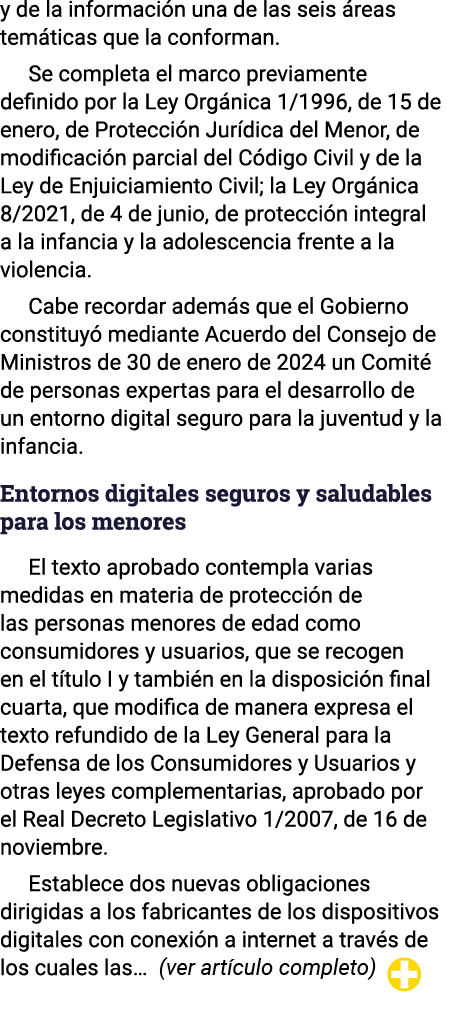 y de la información una de las seis áreas temáticas que la conforman  Se completa el marco previamente definido por l   