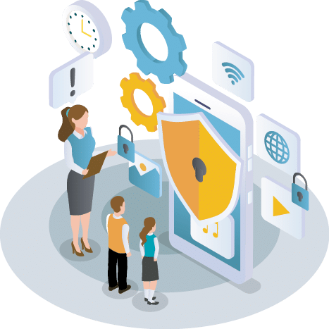 Limiting internet access for kids isometric 3d vector concept for banner, website, illustration, landing page, flyer, etc 