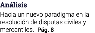 Análisis Hacia un nuevo paradigma en la resolución de disputas civiles y mercantiles  Pág  8